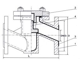 H41J升降式襯膠止回閥結構圖 H41J升降式襯膠止回閥結構圖